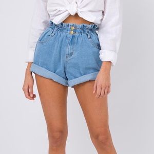 Paper Bag Denim Shorts